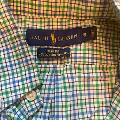 Polo Ralph Lauren 長袖シャツ チェック柄 ボタンダウン グリーン×ブルー S