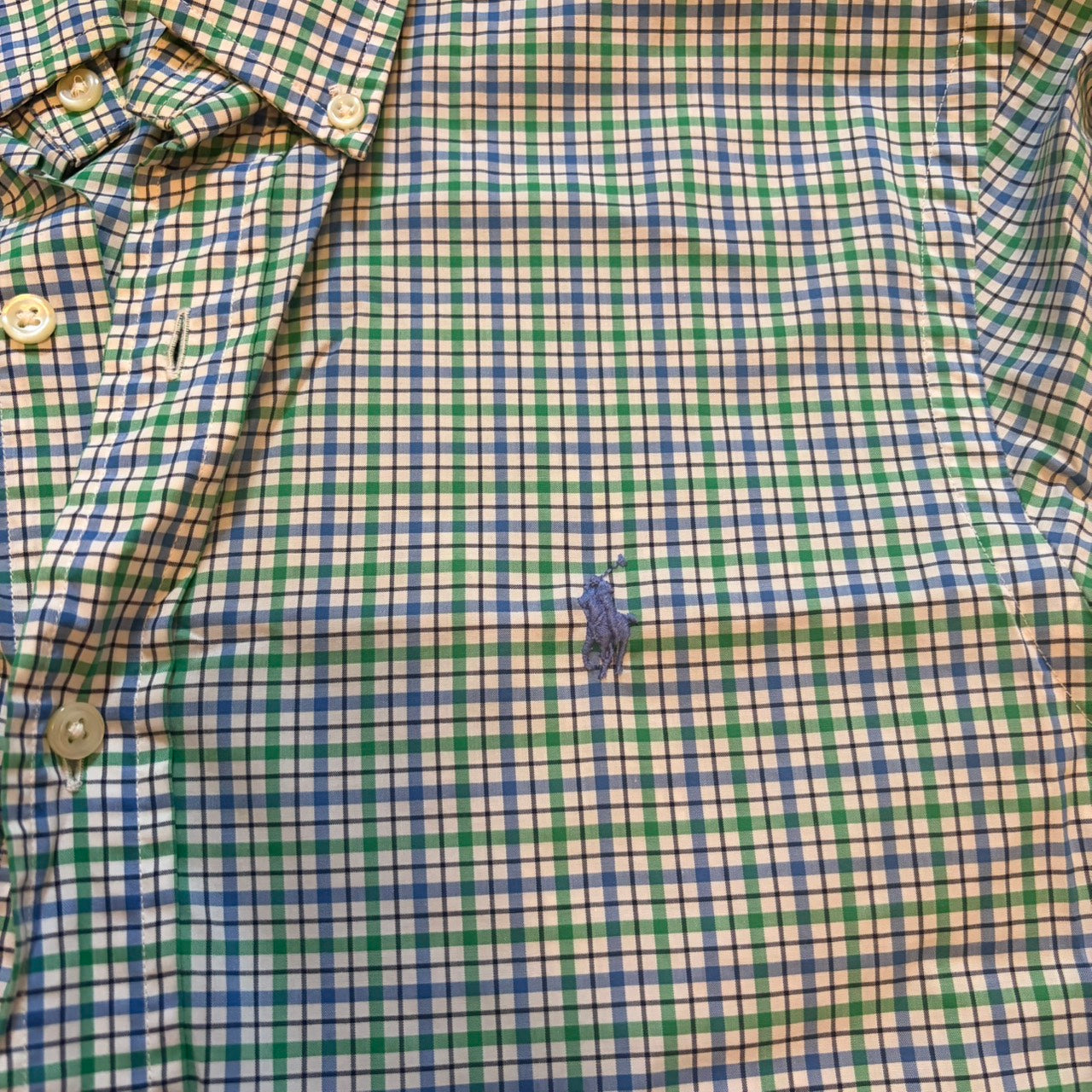 Polo Ralph Lauren 長袖シャツ チェック柄 ボタンダウン グリーン×ブルー S