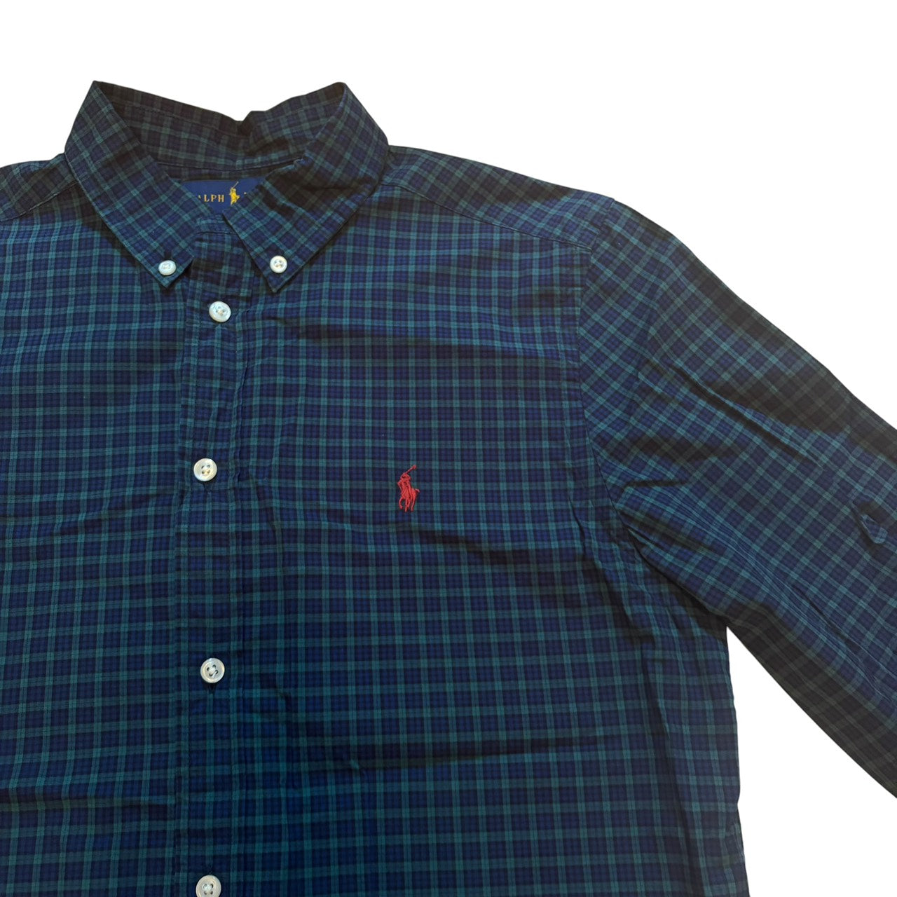 Polo Ralph Lauren 長袖シャツ チェック柄 ボタンダウン ダークグリーン×ネイビー XL