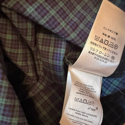 Polo Ralph Lauren 長袖シャツ チェック柄 ボタンダウン ダークグリーン×ネイビー XL