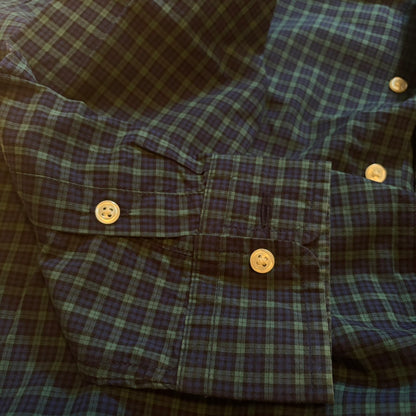 Polo Ralph Lauren 長袖シャツ チェック柄 ボタンダウン ダークグリーン×ネイビー XL