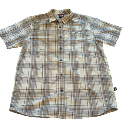 THE NORTH FACE 短袖衬衫 格子 米色 M
