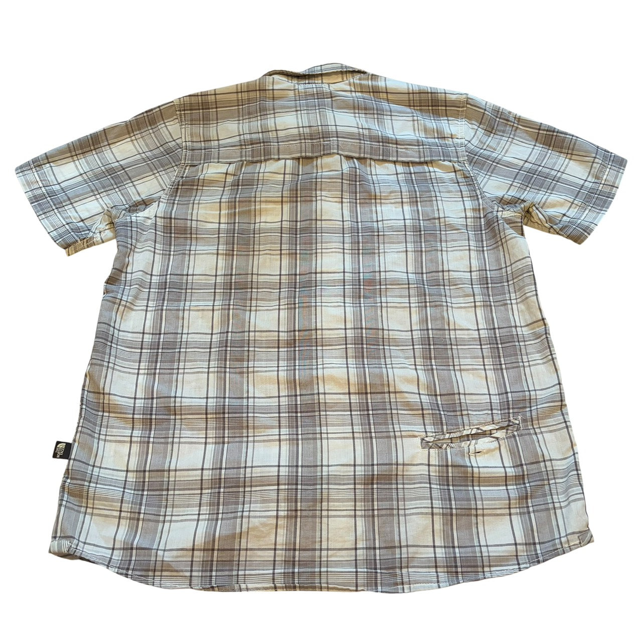 THE NORTH FACE 短袖衬衫 格子 米色 M