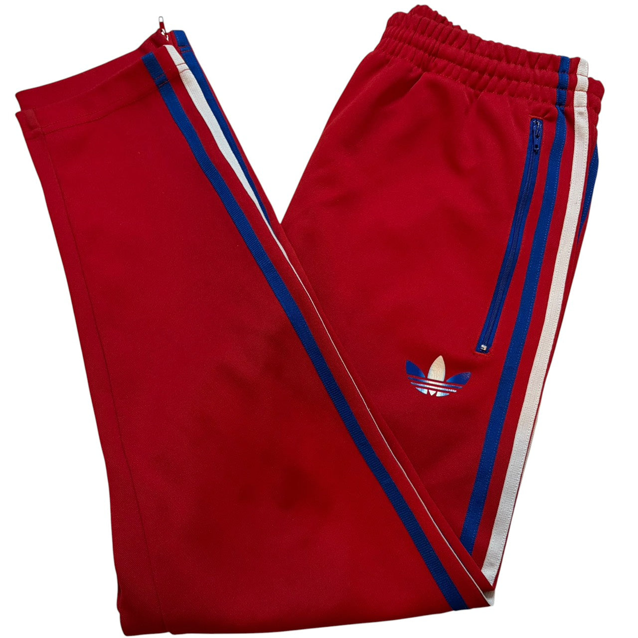 adidas アディダス トラックパンツ ジャージ ファイヤーバード レッドxブルー M