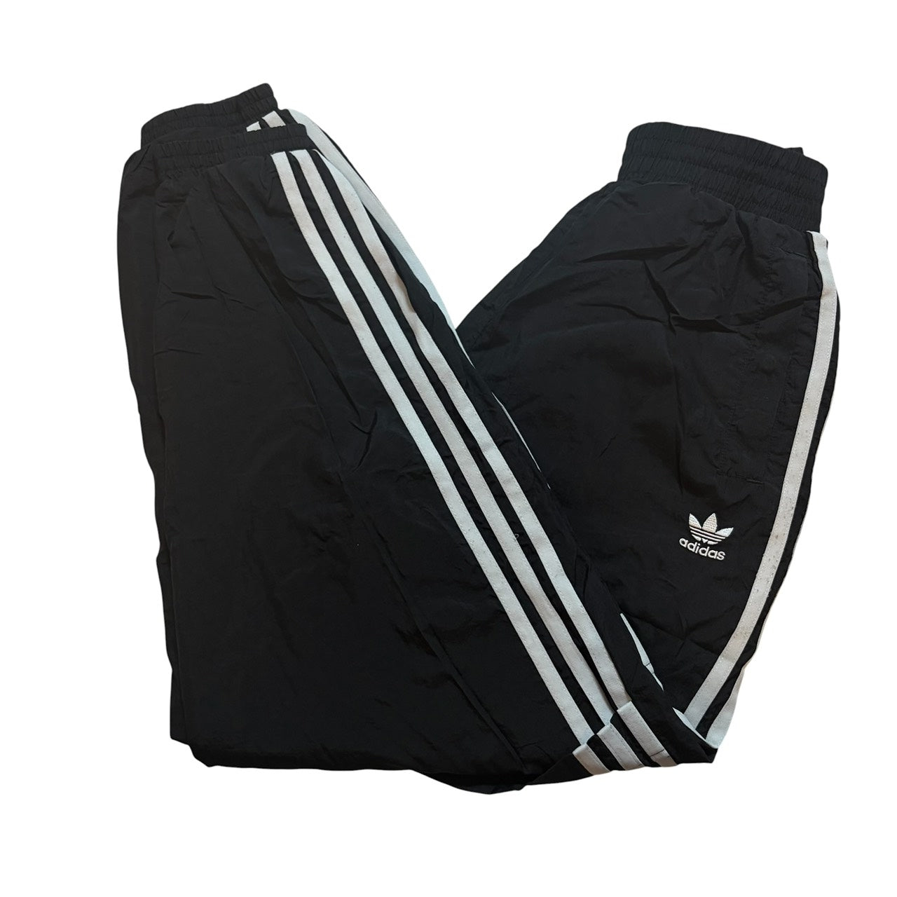 adidas アディダス ナイロントラックパンツ 3ストライプ ブラック XS
