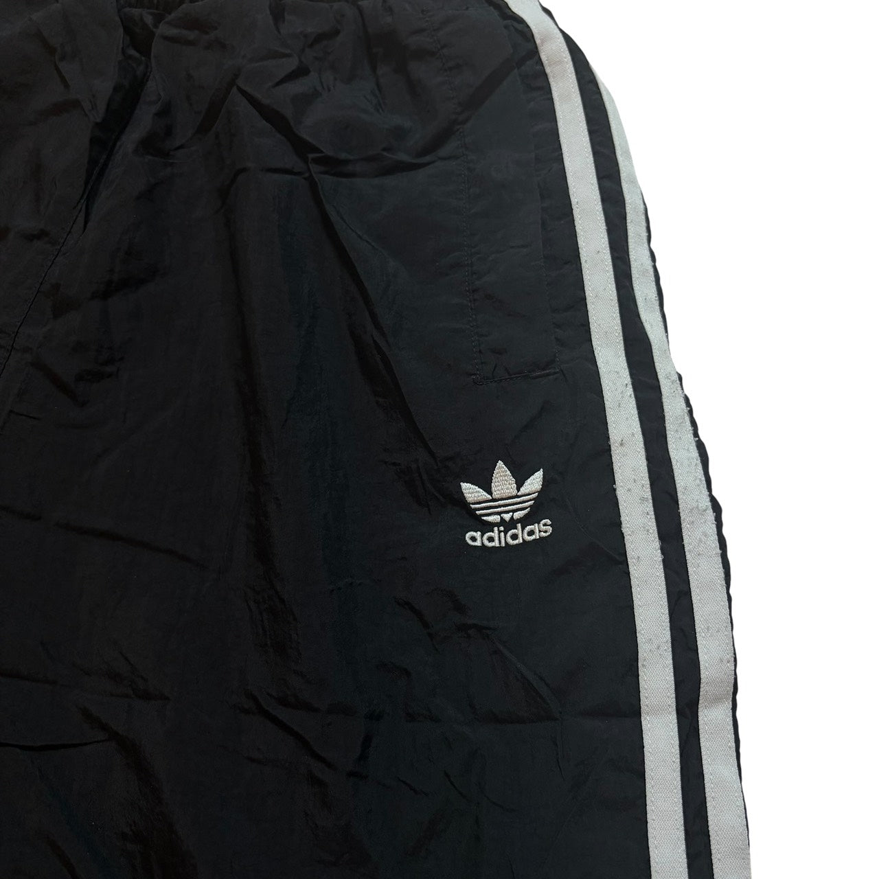 adidas アディダス ナイロントラックパンツ 3ストライプ ブラック XS