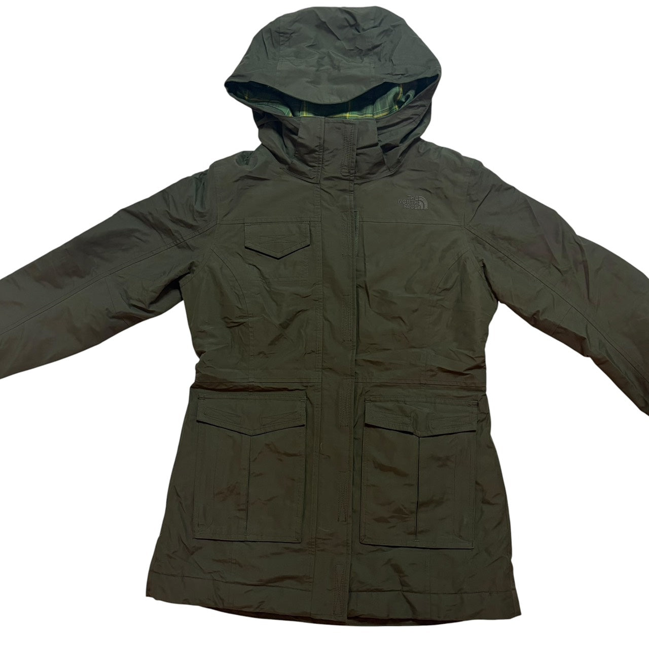 THE NORTH FACE ノースフェイス 中綿ジャケット フード付 カーキ S