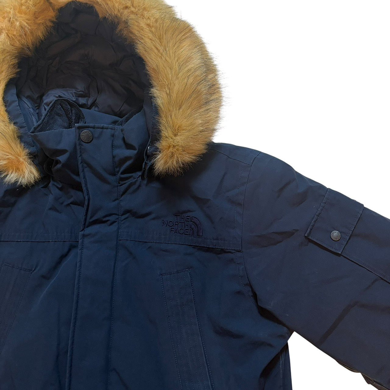 THE NORTH FACE ノースフェイス ダウンジャケット ロング丈 ファー ネイビー L
