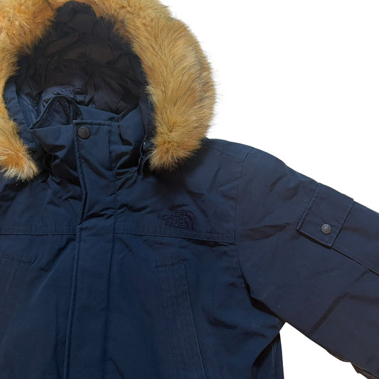 THE NORTH FACE ノースフェイス ダウンジャケット ロング丈 ファー ネイビー L