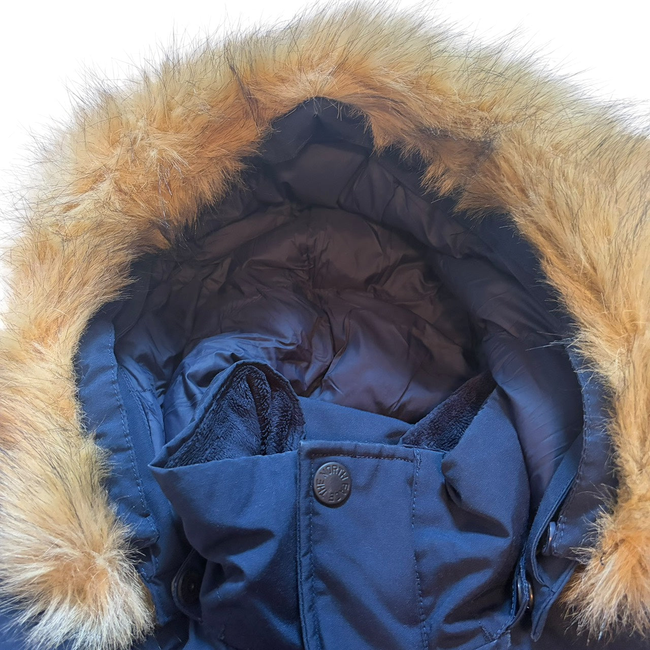 THE NORTH FACE ノースフェイス ダウンジャケット ロング丈 ファー ネイビー L