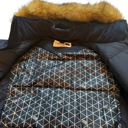 THE NORTH FACE ノースフェイス ダウンジャケット ロング丈 ファー ネイビー L