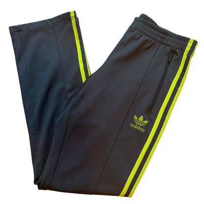 adidas アディダス トラックパンツ ジャージ グレー×ネオンイエロー M