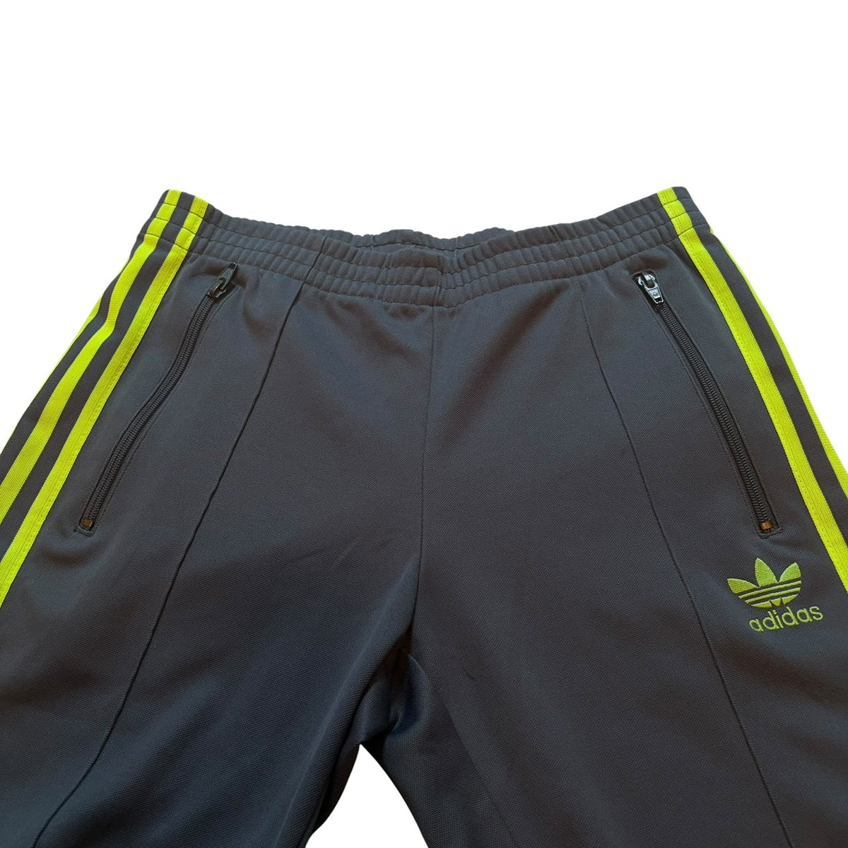 adidas アディダス トラックパンツ ジャージ グレー×ネオンイエロー M