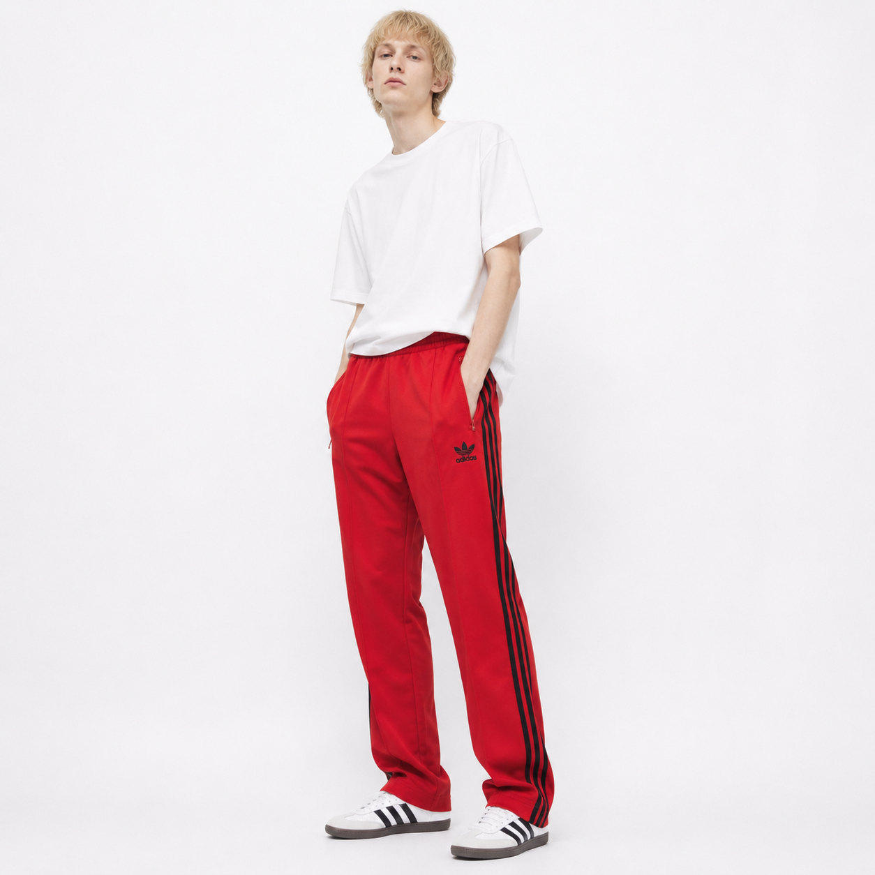 adidas アディダス ジャージ ヨーロッパシリーズ トラックパンツ レッド x ブラック XL