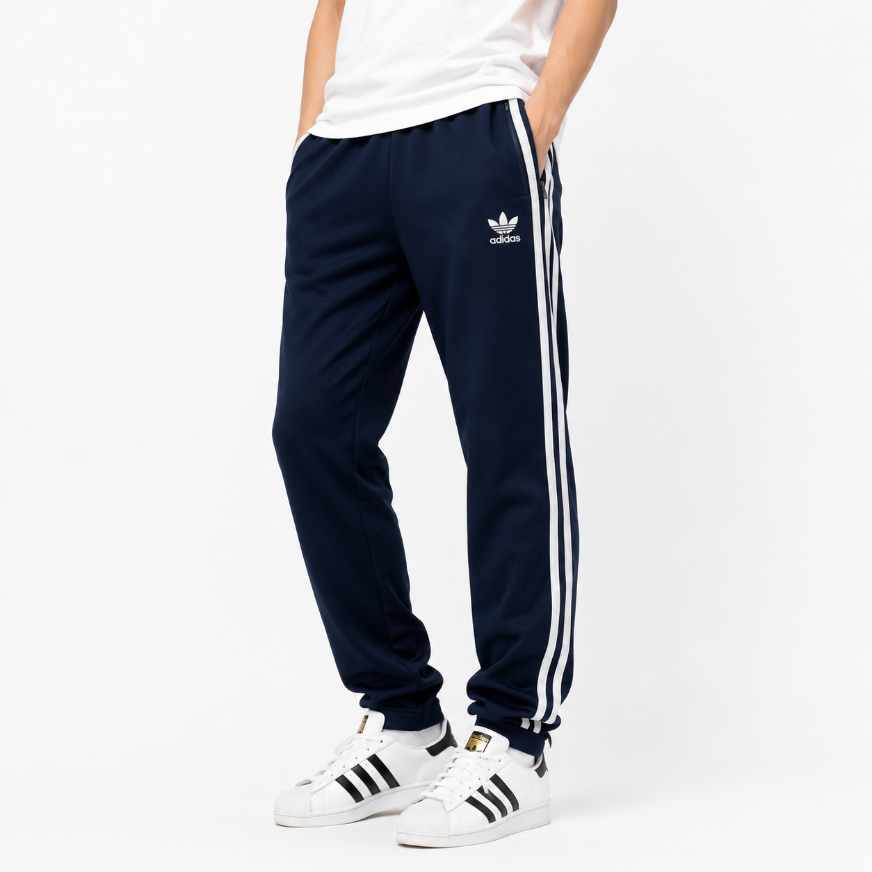Adidas Open Hem Track Pants Navy L