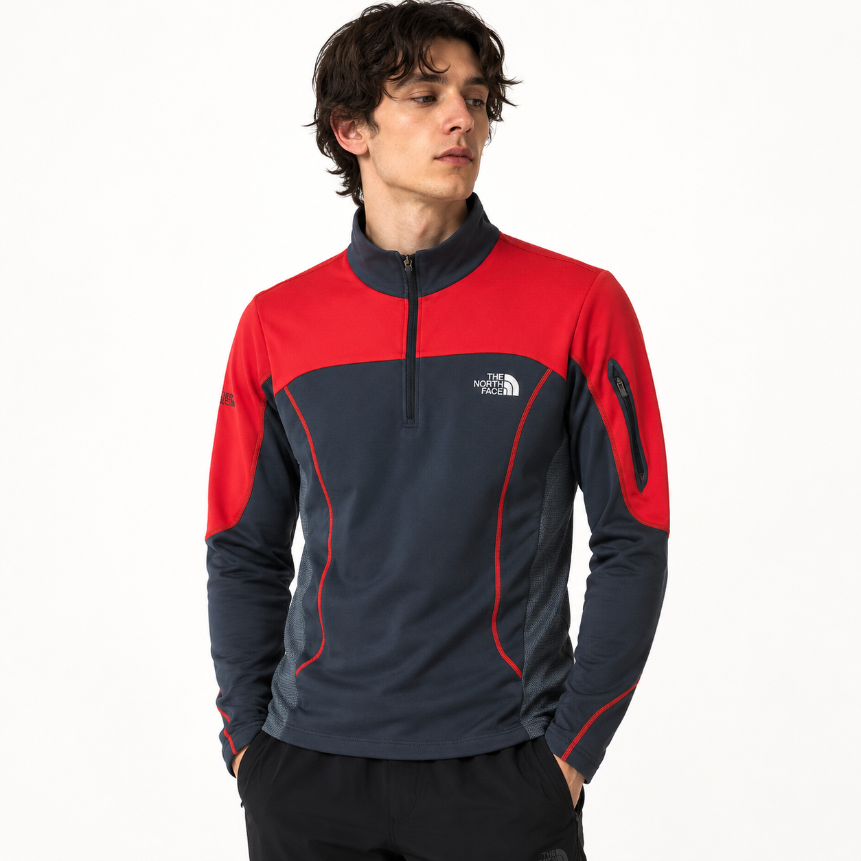 THE NORTH FACE サミットシリーズ ハーフジップミッドレイヤー  レッドx黒 M