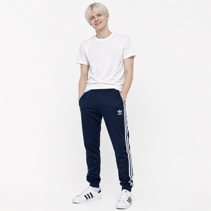 adidas アディダス ジャー スーパースターシリーズ トラックパンツ ネイビーM