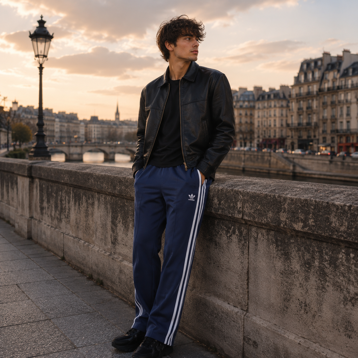 adidas 阿迪达斯 运动裤 Superstar系列 修身款 蓝色 脏蓝色 M码