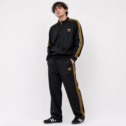 adidas アディダス ジャージ クラシックシリーズ トラックパンツ ブラック x ゴールド L