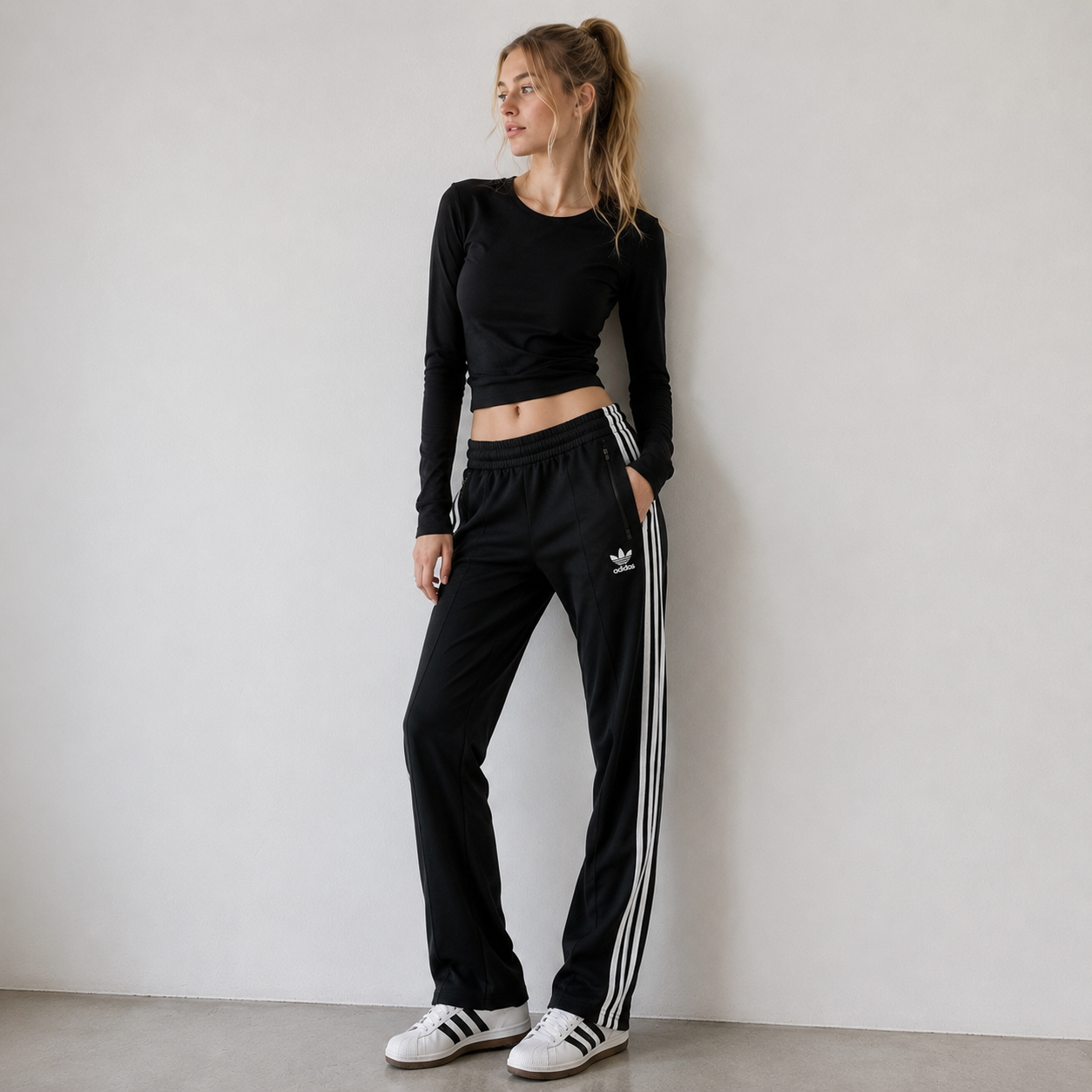 adidas アディダス トラックパンツ ジャージ スーパースターシリーズ 黒 S